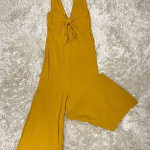 Wide Leg - Front Tie Stretch Jumpsuit